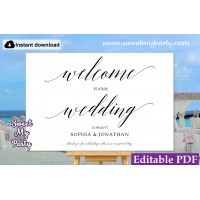 Calligraphy welcome sign template,Modern wedding welcome sign,(27ac)